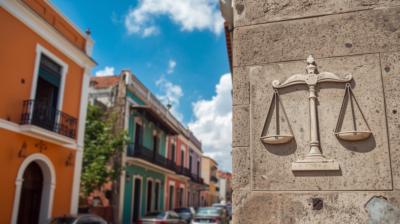 Viejo San Juan con simbolismo de justicia